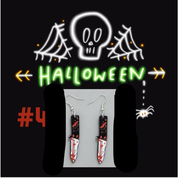 Earrings, Bloody Knives #4, NIP, Perfect Horror Movie Night Accessory - Picture 4 of 7